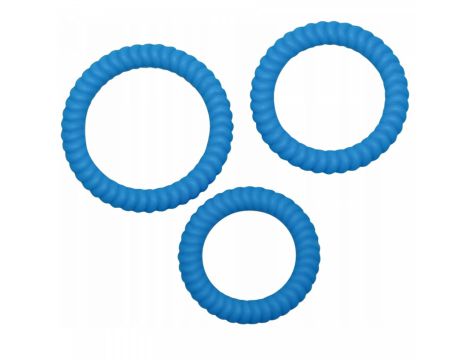 Pierścienie erekcyjne Lust 3 rowkowane silikonowe niebieskie You2Toys - 10